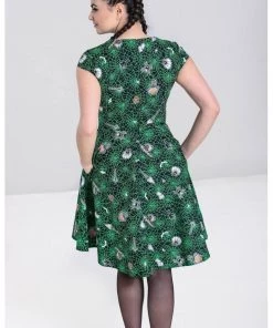 Hell Bunny Hex Spiderweb 50's Mid Swing Dress Black New In