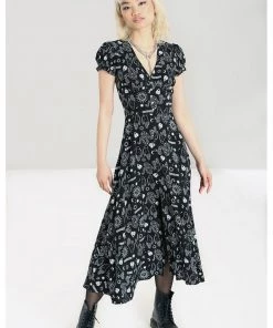 New In Hell Bunny Hello Goodbye Ouija 70's Dress Black