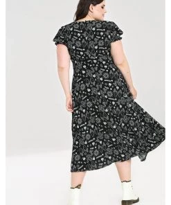 New In Hell Bunny Hello Goodbye Ouija 70's Dress Black