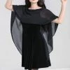Hell Bunny Draco Cape Velvet 70's Dress Black New In