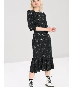 Hell Bunny Zodiac 70's Maxi Dress Black New In