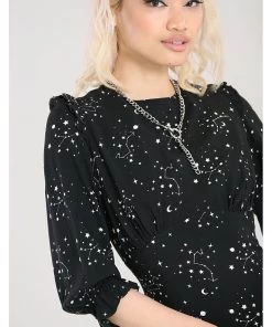 Hell Bunny Zodiac 70's Maxi Dress Black New In