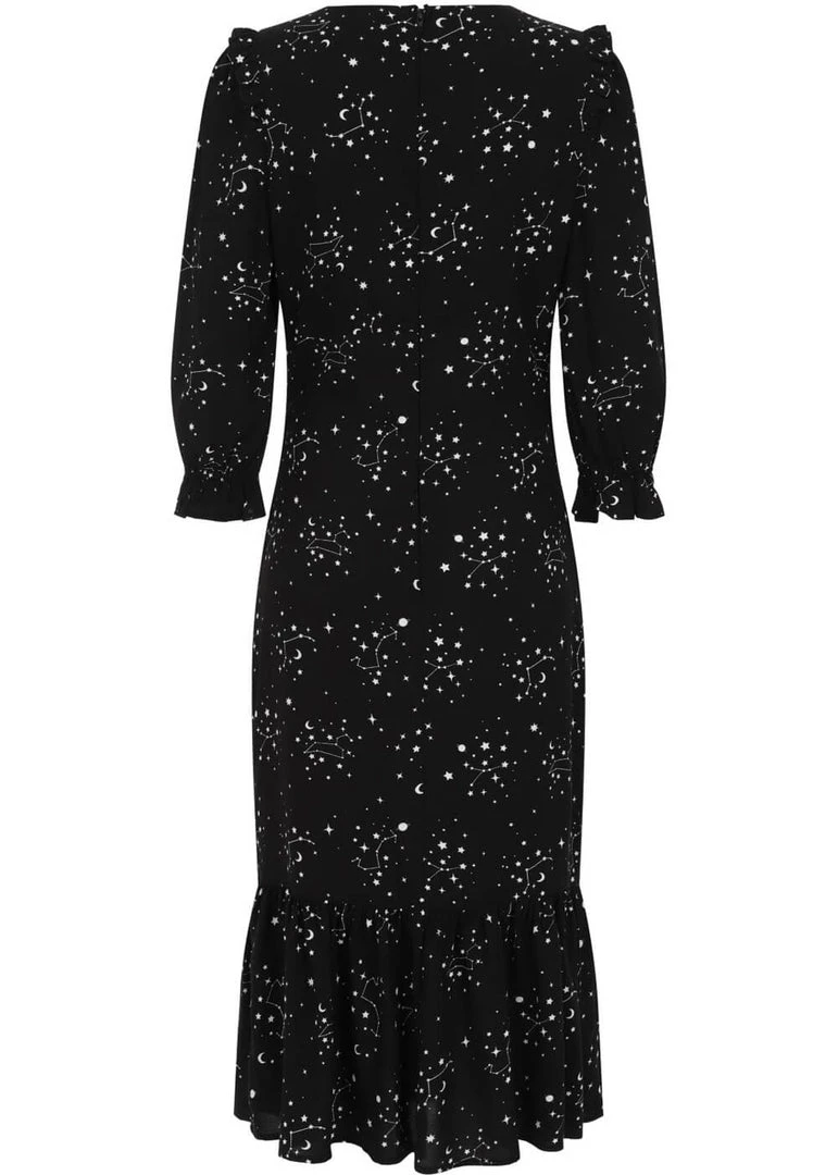 Hell Bunny Zodiac 70's Maxi Dress Black New In