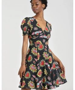 Hell Bunny Amias Sacred Heart 60's Dress Black New In