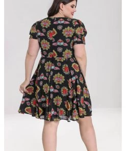 Hell Bunny Amias Sacred Heart 60's Dress Black New In