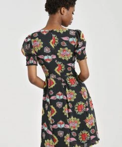 Hell Bunny Amias Sacred Heart 60's Dress Black New In