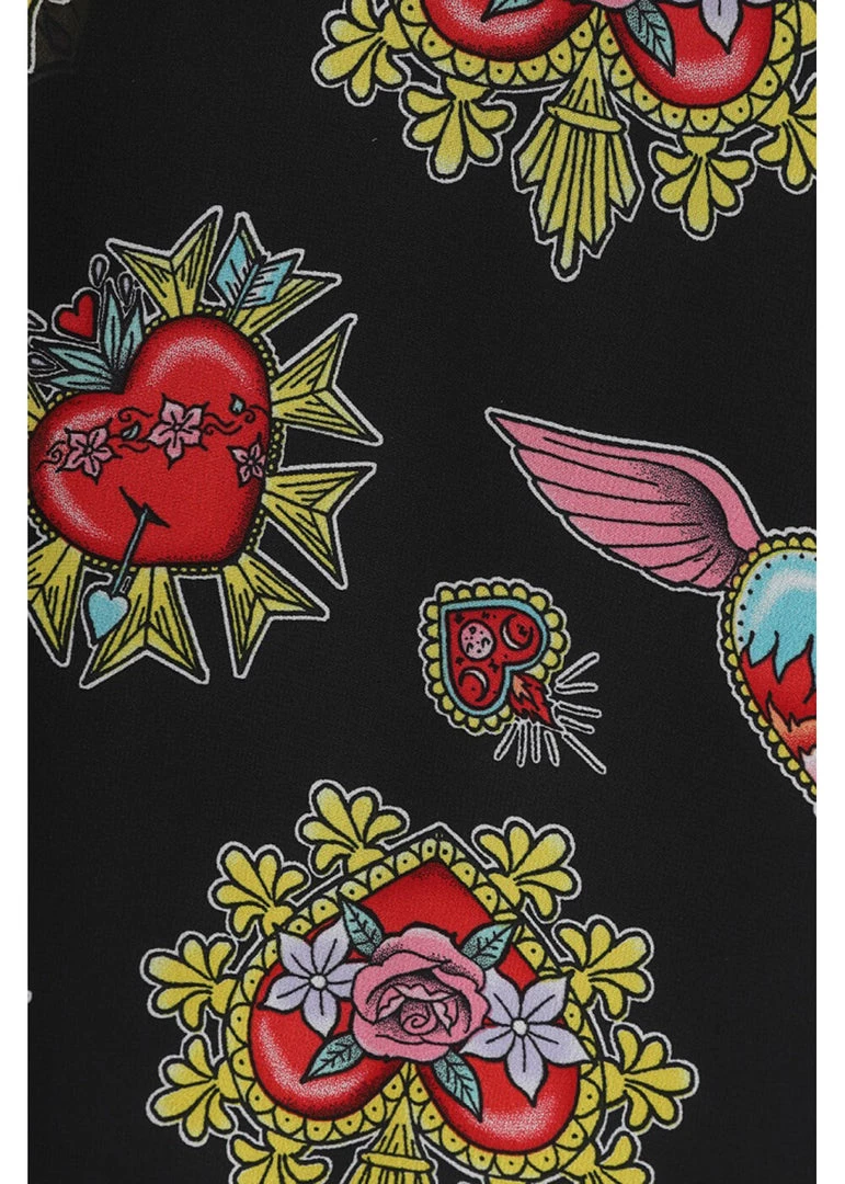 Hell Bunny Amias Sacred Heart 60's Dress Black New In