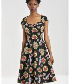 Hell Bunny Amias Sacred Heart 50's Swing Dress Black