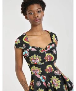 Hell Bunny Amias Sacred Heart 50's Swing Dress Black