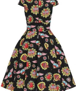 Hell Bunny Amias Sacred Heart 50's Swing Dress Black