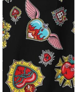 Hell Bunny Amias Sacred Heart 50's Swing Dress Black