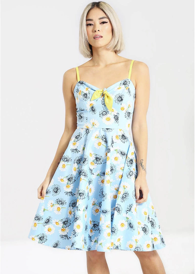 New In Hell Bunny Daisy 50's Swing Dress Blue