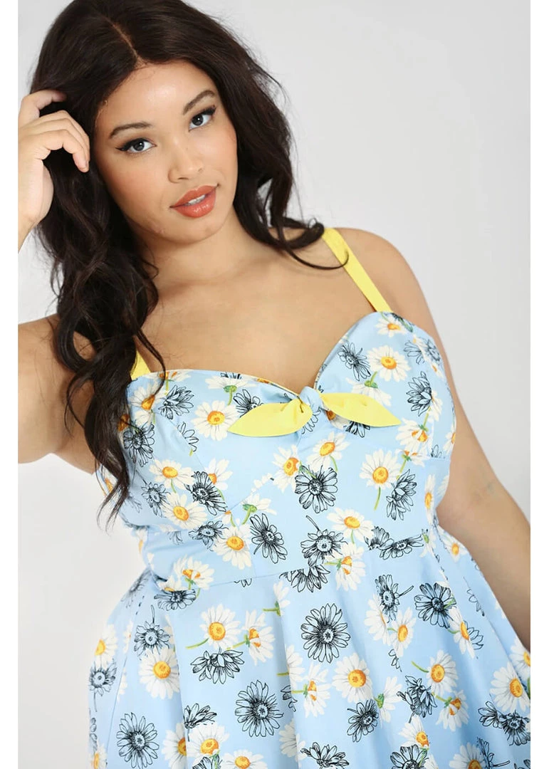 New In Hell Bunny Daisy 50's Swing Dress Blue