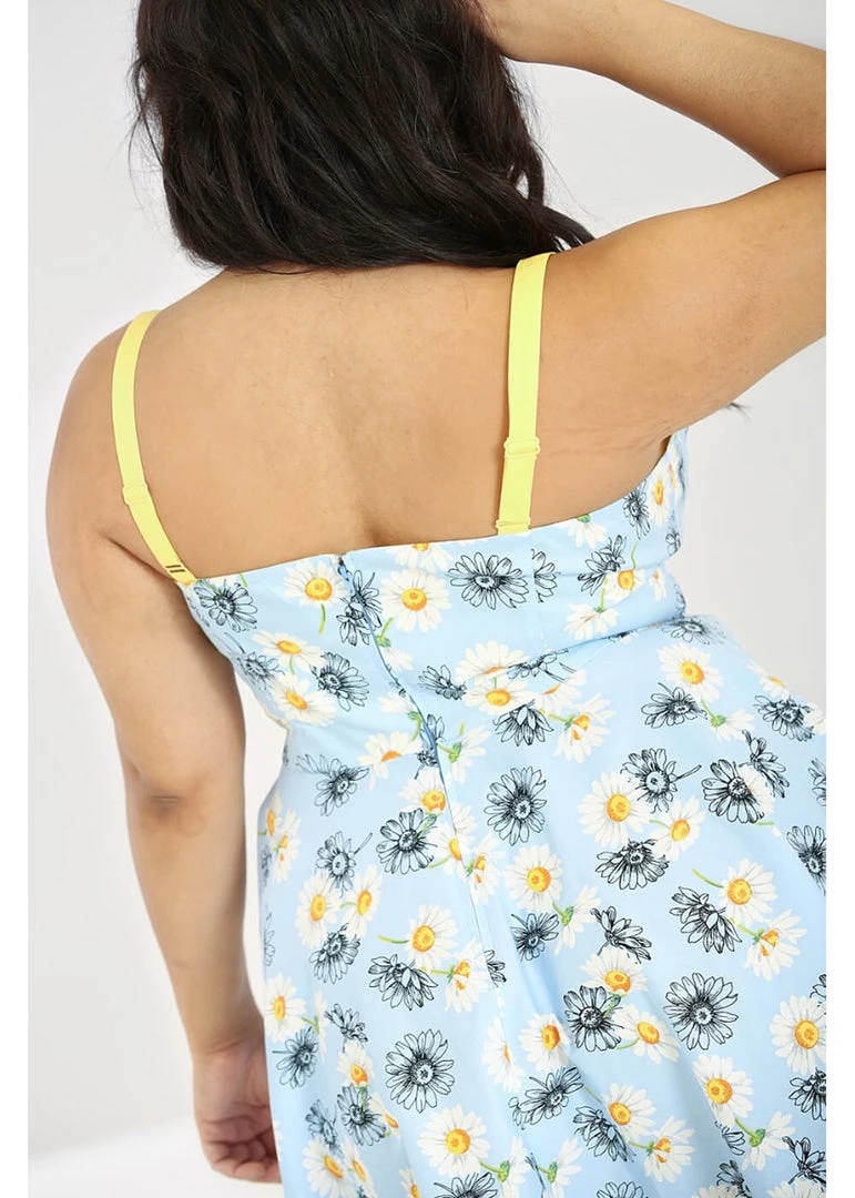 New In Hell Bunny Daisy 50's Swing Dress Blue