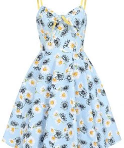 New In Hell Bunny Daisy 50's Swing Dress Blue