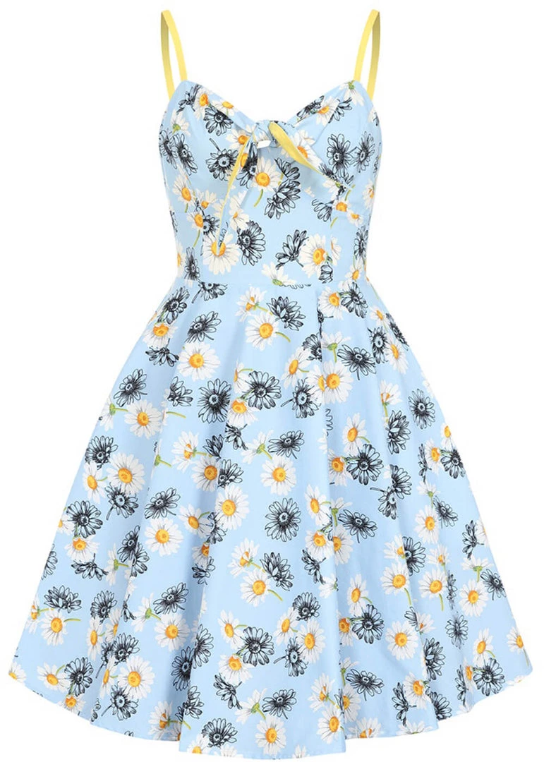 New In Hell Bunny Daisy 50's Swing Dress Blue