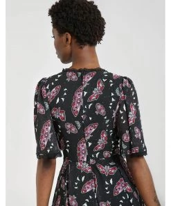 New In Hell Bunny In The Moonlight Moth 70's Dress Black