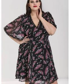 New In Hell Bunny In The Moonlight Moth 70's Dress Black