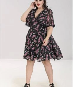 New In Hell Bunny In The Moonlight Moth 70's Dress Black