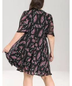 New In Hell Bunny In The Moonlight Moth 70's Dress Black