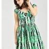 Hell Bunny Solana Leaves 50's Mid Swing Dress Black White