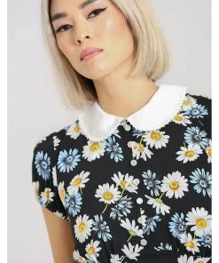 Hell Bunny Daisy 60's Mini Dress Black New In
