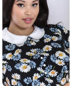 Hell Bunny Daisy 60's Mini Dress Black New In