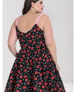 New In Hell Bunny Lollies Hearts 50's Swing Dress Black