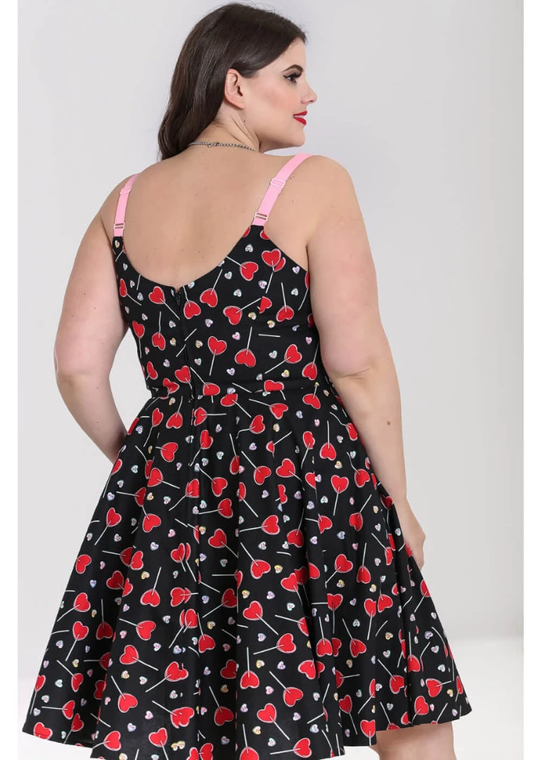 New In Hell Bunny Lollies Hearts 50's Swing Dress Black