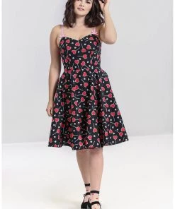 New In Hell Bunny Lollies Hearts 50's Swing Dress Black