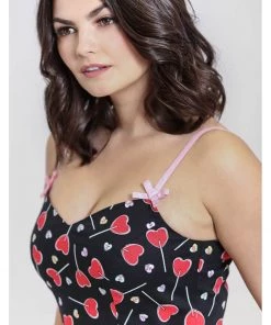 New In Hell Bunny Lollies Hearts 50's Swing Dress Black