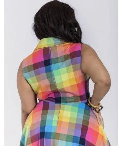 New In Hell Bunny Lucia Rainbow 50's Swing Dress Multi