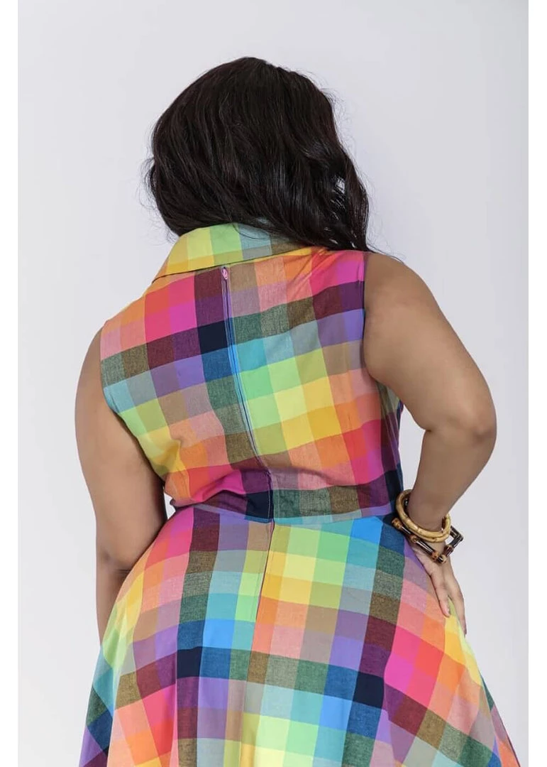 New In Hell Bunny Lucia Rainbow 50's Swing Dress Multi