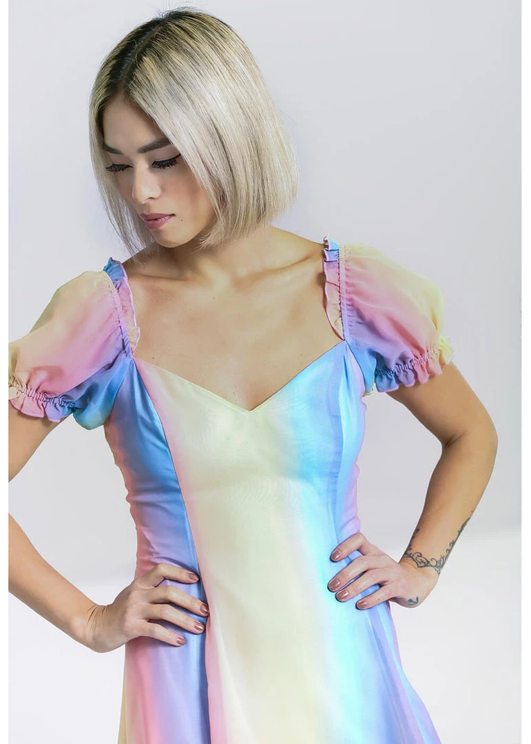Hell Bunny Halo Rainbow 60's Mini Dress Multi