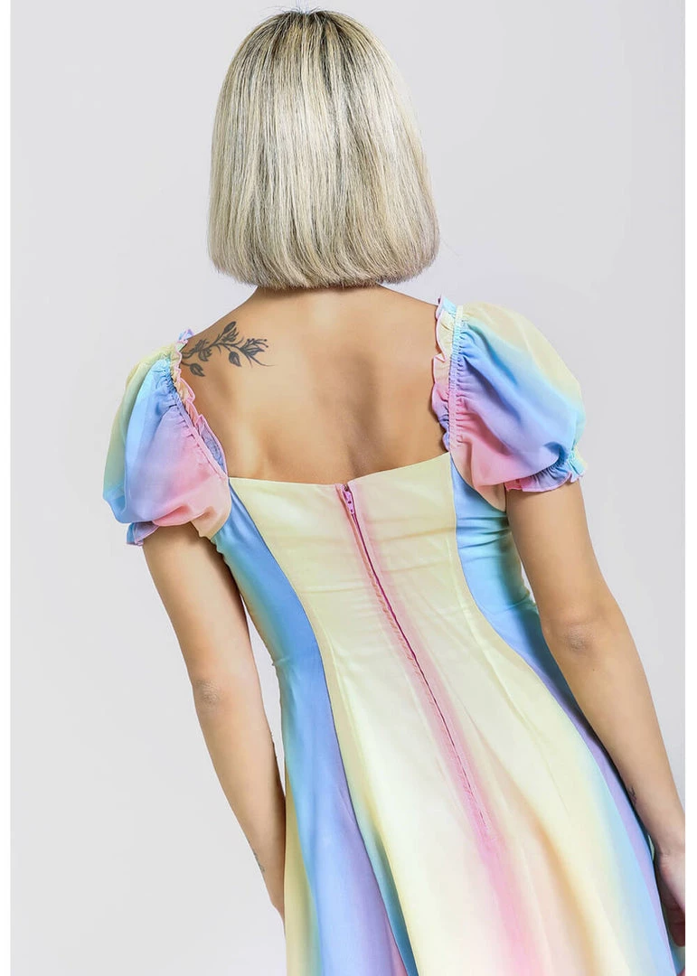 Hell Bunny Halo Rainbow 60's Mini Dress Multi