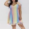 Hell Bunny Halo Rainbow 60's Mini Dress Multi