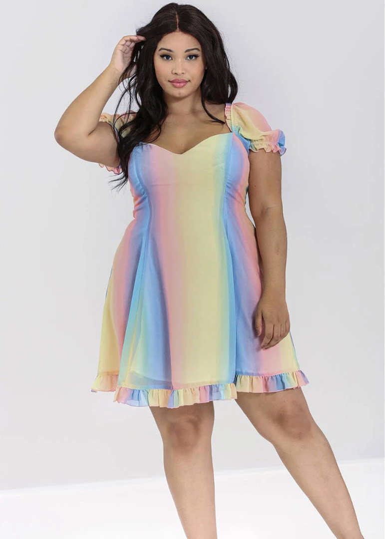 Hell Bunny Halo Rainbow 60's Mini Dress Multi