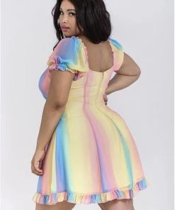 Hell Bunny Halo Rainbow 60's Mini Dress Multi
