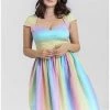 New In Hell Bunny Halo Ombre Rainbow 50's Swing Dress Multi