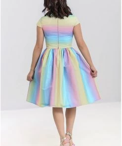 New In Hell Bunny Halo Ombre Rainbow 50's Swing Dress Multi