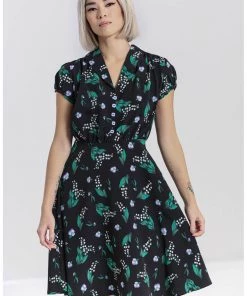 New In Hell Bunny Good Luck 40's Midi Dress Black
