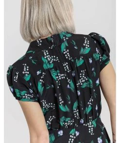 New In Hell Bunny Good Luck 40's Midi Dress Black