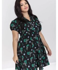 New In Hell Bunny Good Luck 40's Midi Dress Black