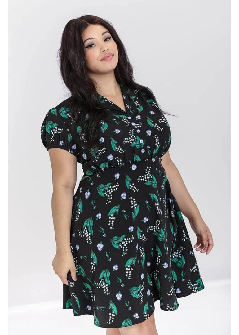 New In Hell Bunny Good Luck 40's Midi Dress Black