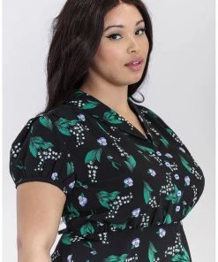 New In Hell Bunny Good Luck 40's Midi Dress Black