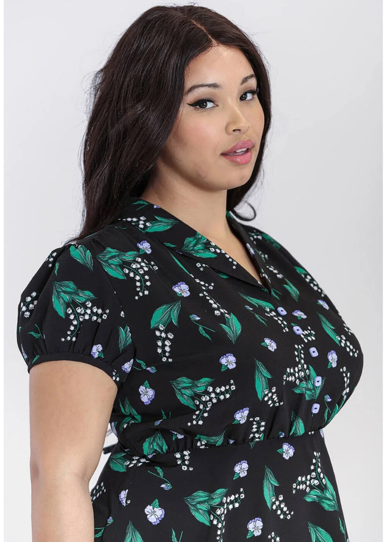 New In Hell Bunny Good Luck 40's Midi Dress Black