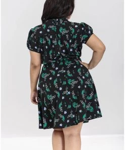 New In Hell Bunny Good Luck 40's Midi Dress Black