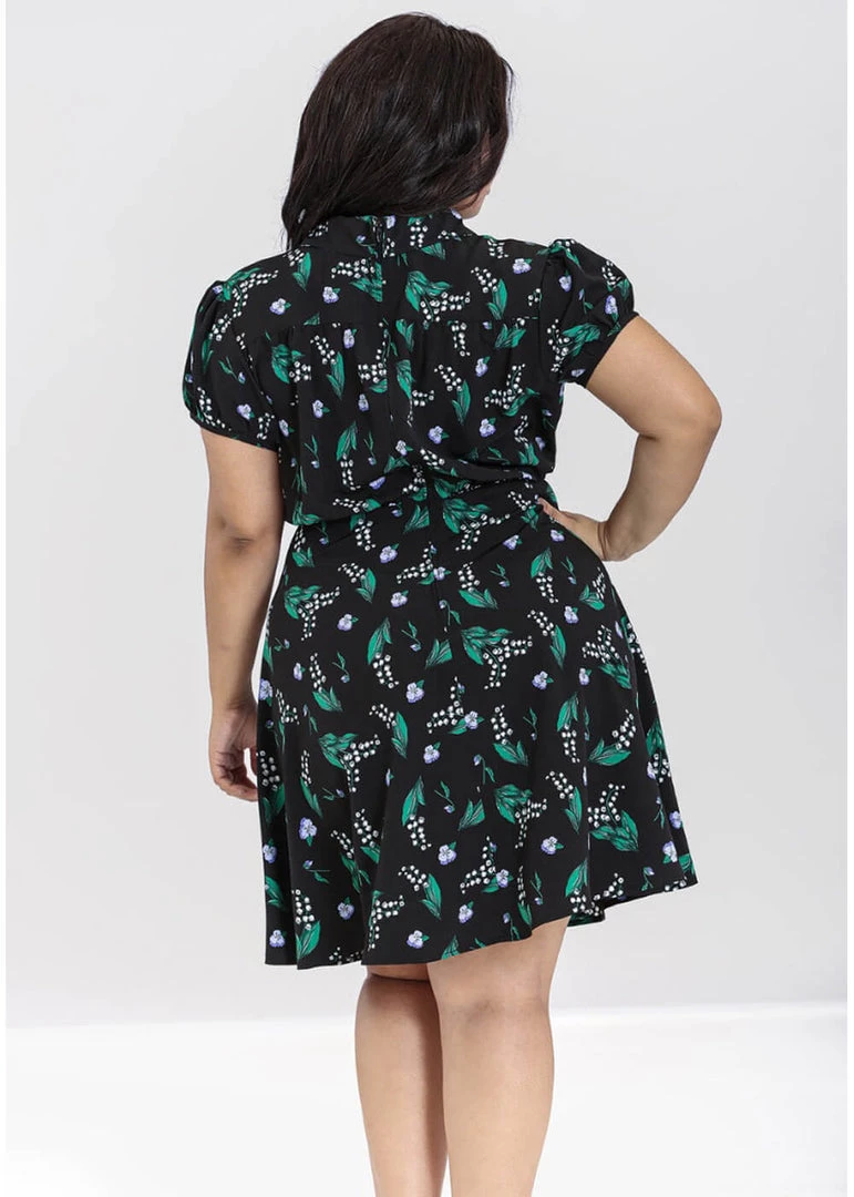 New In Hell Bunny Good Luck 40's Midi Dress Black