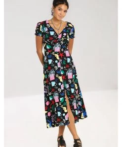 New In Hell Bunny Cora 70's Maxi Dress Black