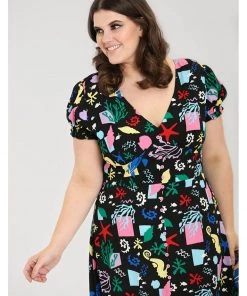 New In Hell Bunny Cora 70's Maxi Dress Black